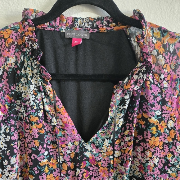 VINCE CAMUTO Multicolor Ditzy Floral Boho Cottagecore Long Sleeve Blouse XXL - Picture 3 of 16